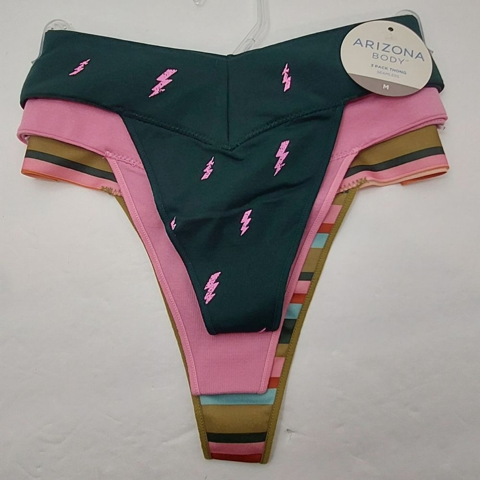 Arizona Body 3 Pack Thong Seamless Panty Women’s Size Medium Panties Pink