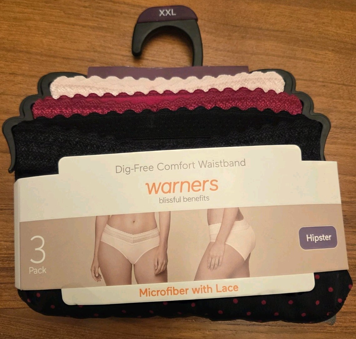 Warner’s Blissful Benefits XXL / 9 Microfiber Lace Hipster Panties 6 PACK #4500