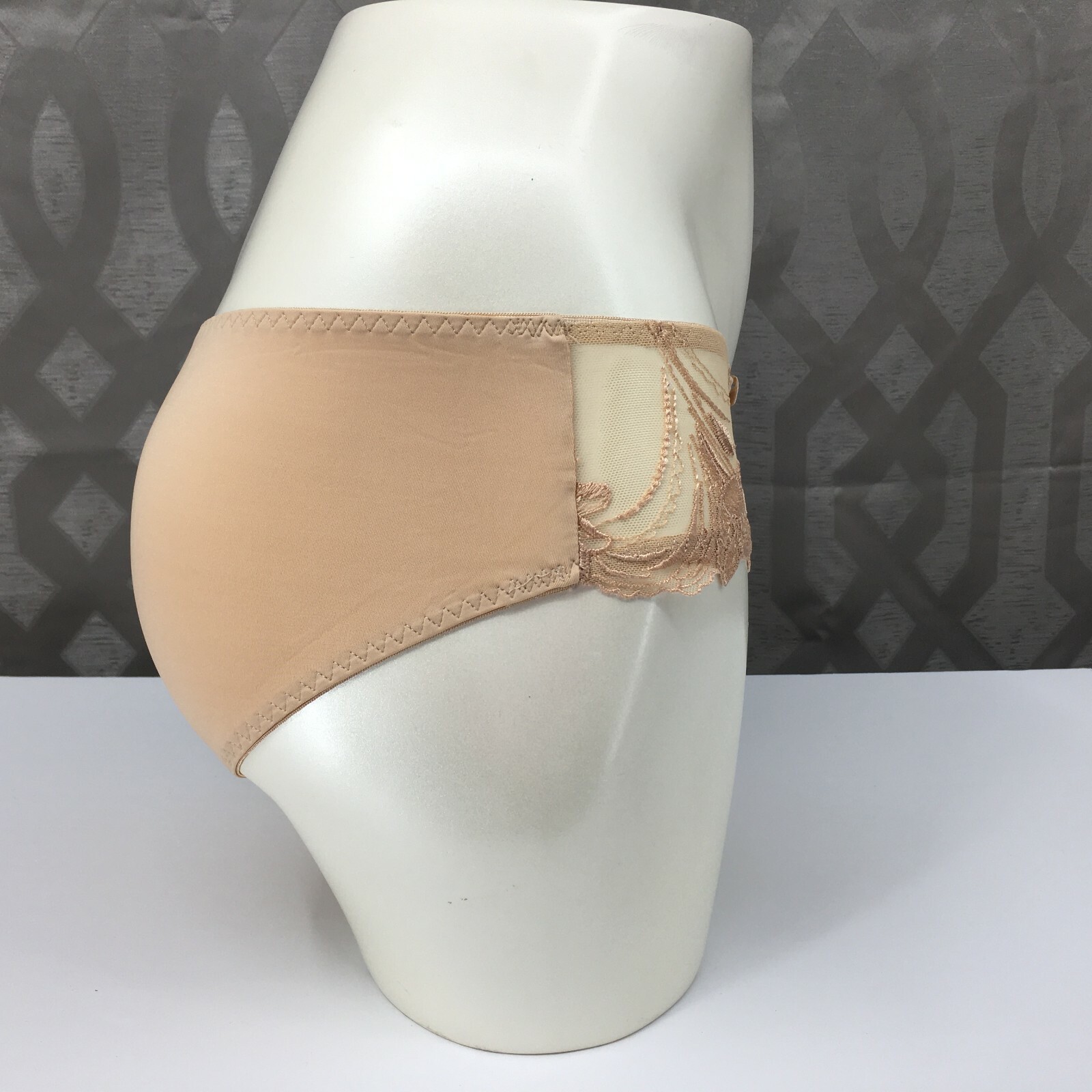 ALEGRO Fawn Tan Embroidered Sheer Hipster Panty Sexy Lingerie – 9004C