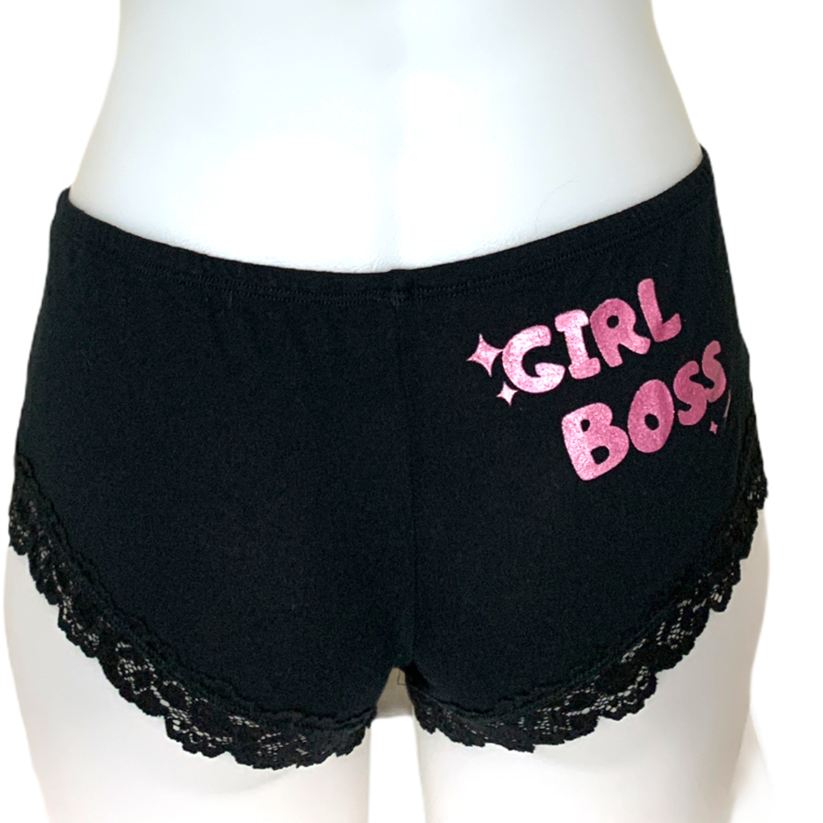 Girl Boss Black GirlBoss Panty LARGE Glitter Pink Cotton Hipster Unique NEW
