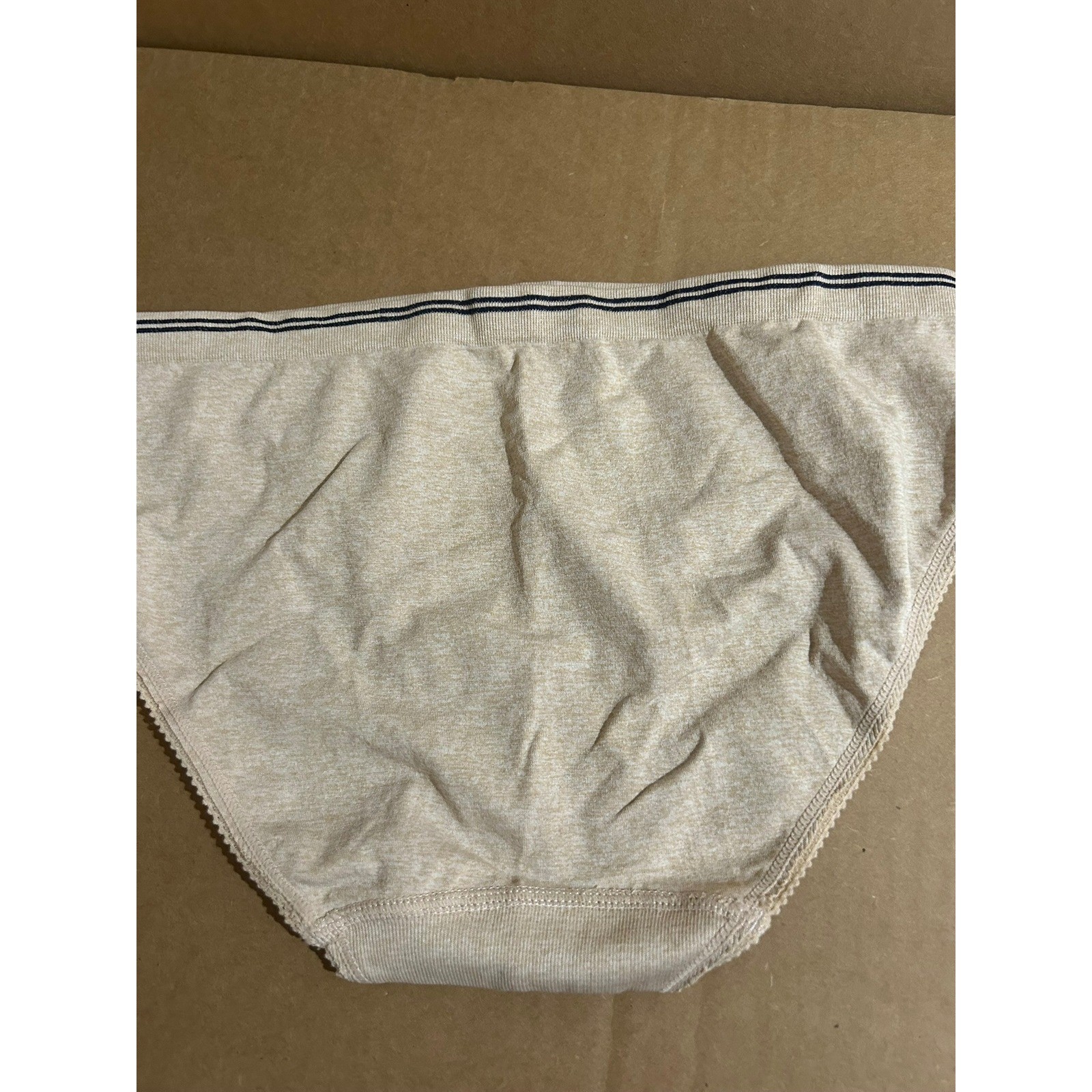 Tommy Hilfiger Womens Bikini Panty Heather Tan Logo Waistband Scalloped Trim L/G