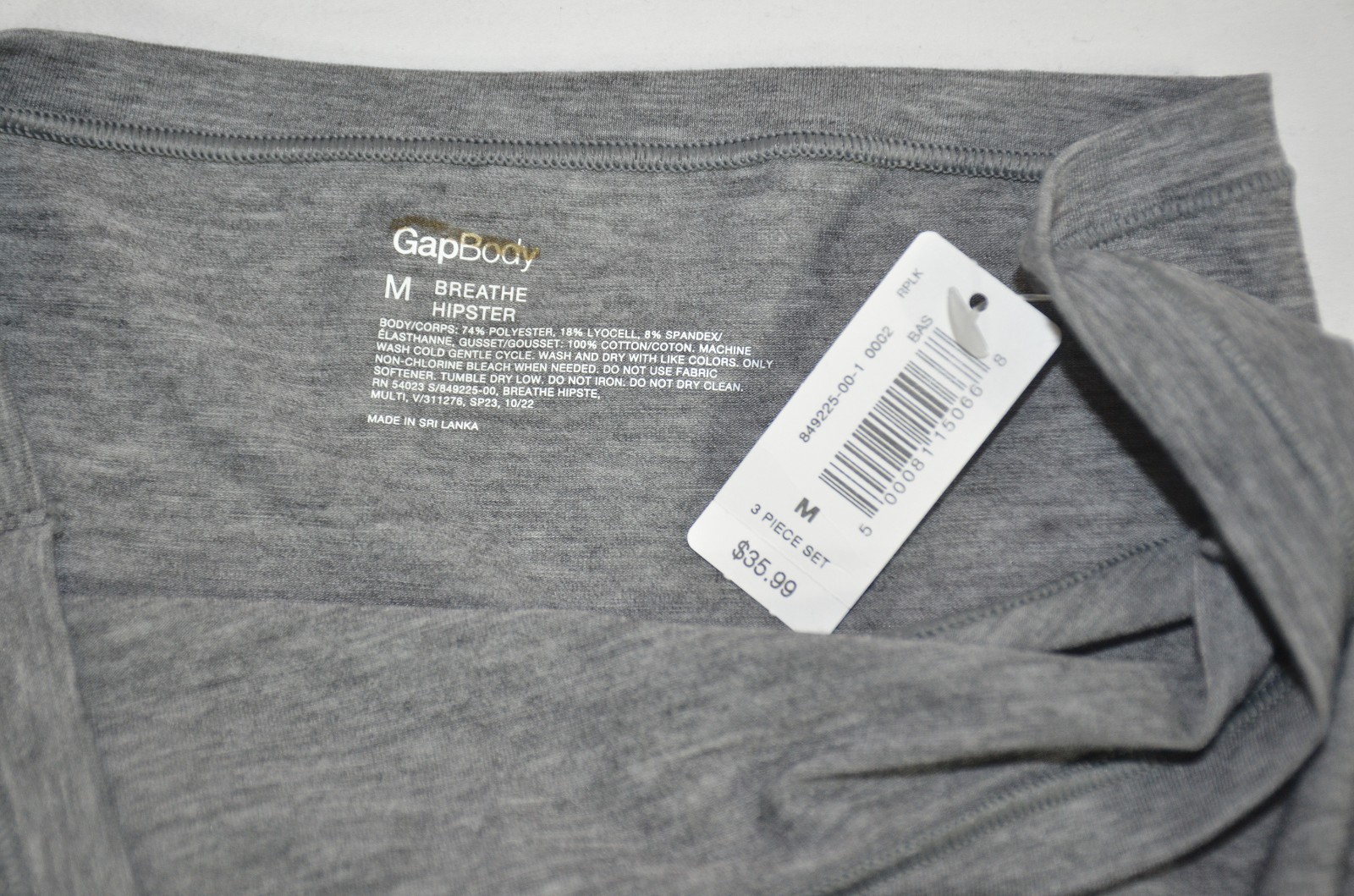 NWT M Gap Light Heather Gray Breathe Hipster Panties Underwear #848225 #421103