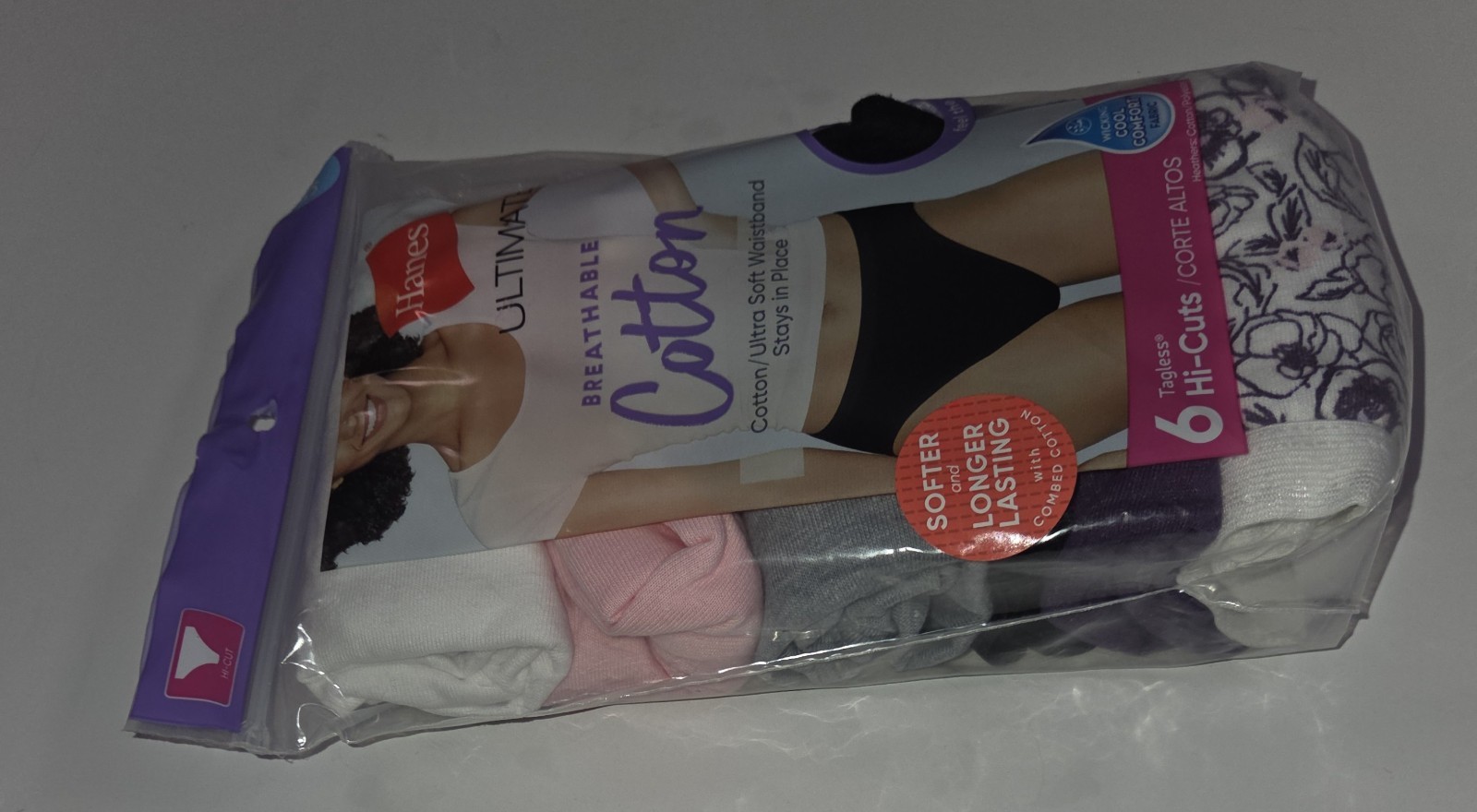 Hanes Ultimate Breathable Cotton 6-pack Tagless Hi-cuts Size 5/S