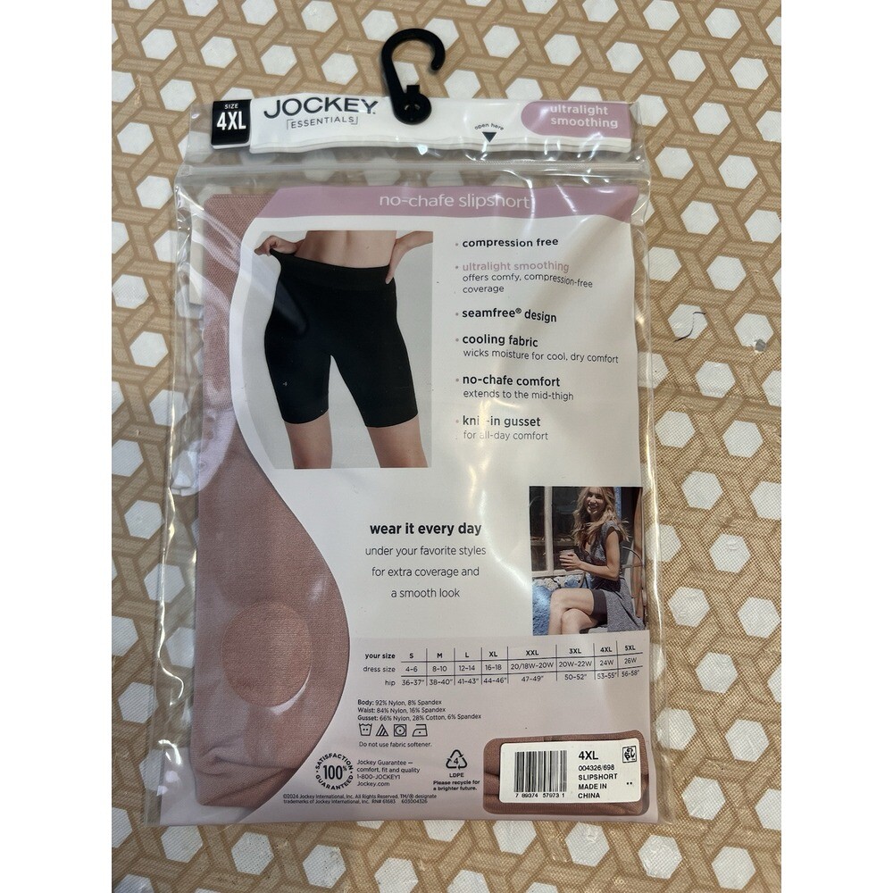 Jockey Essentials Seamfree Smoothing No-Chafe Slipshort Light Size 5XL Womens