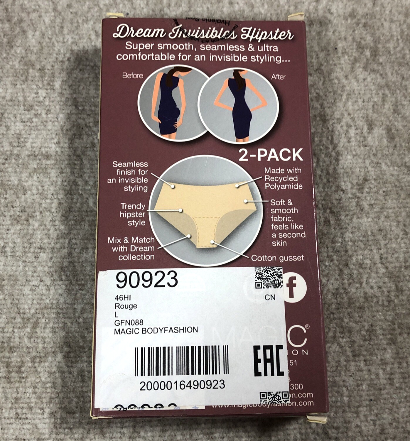 Magic Bodyfashion 2-Pack Dream Invisibles Hipster Knickers Hollywood Red L UK 12