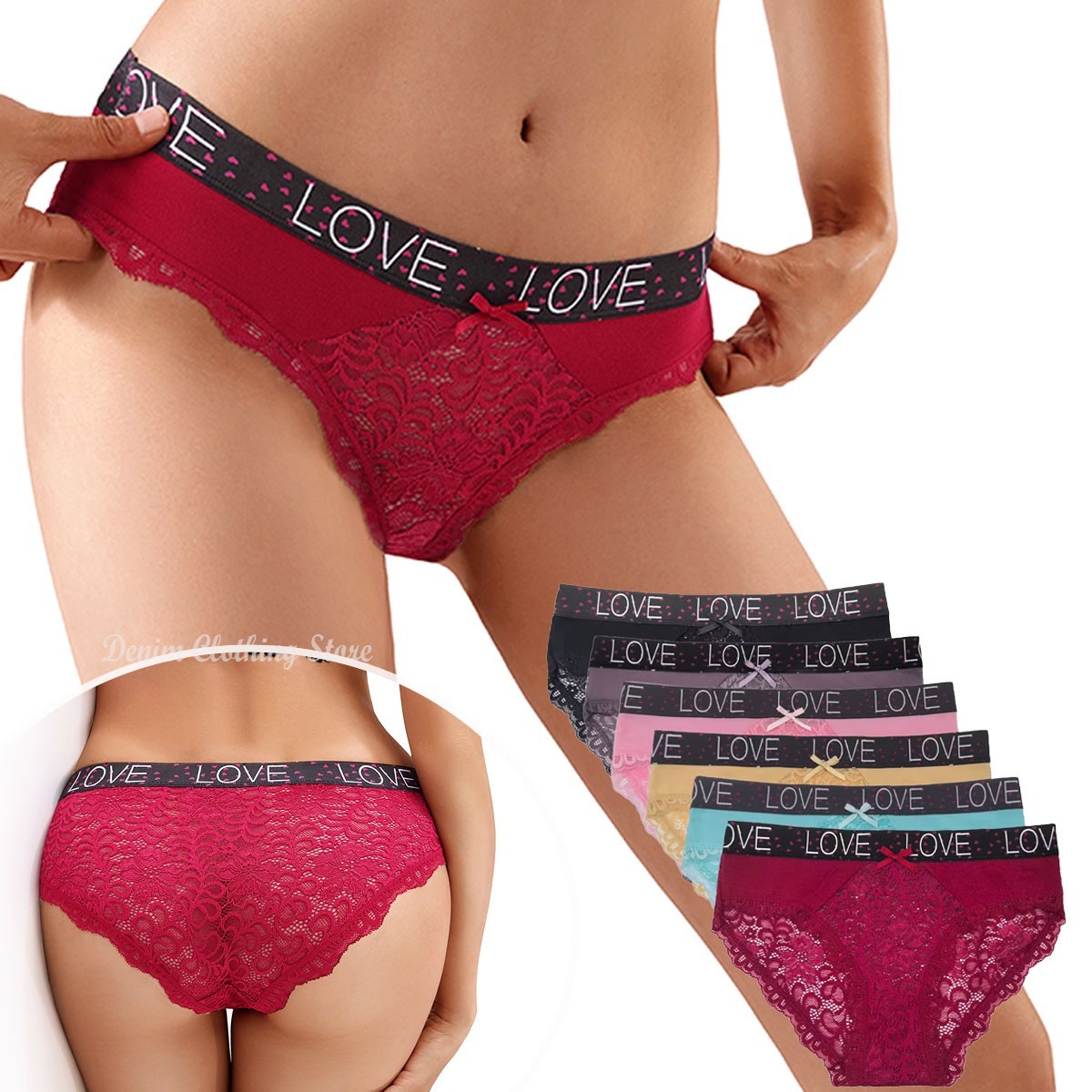 6 Pack S M L XL 2XL Women’s Sheer Flower Lace Bikini Hipster Panties Underwear