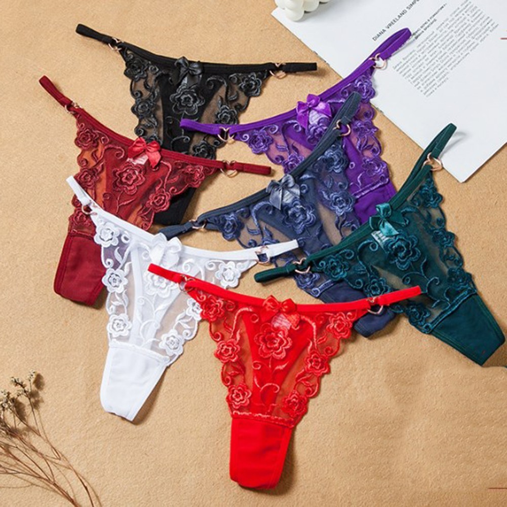 New Womens Thong Panties with Hollow Lace and Thin Straps for All Seasons