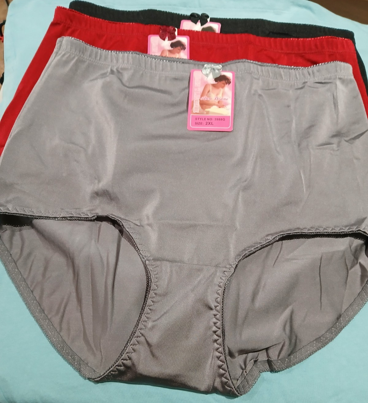 3-NWT ANN DIANE WOMEN’S NYLON/SPANDEX UNDERWEAR 4-WAY STRETCH PANTIES 3XL