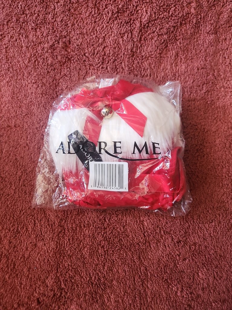 Adore Me Red and White Lingerie with Bell Accent