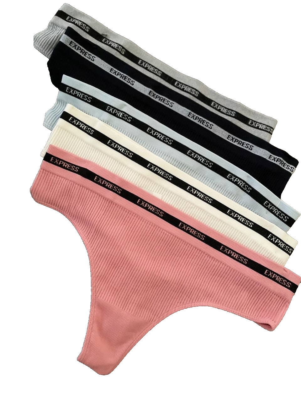 Express Seamless Ladies Ribbed Thong Simple Women’s Low Waist Sz L New