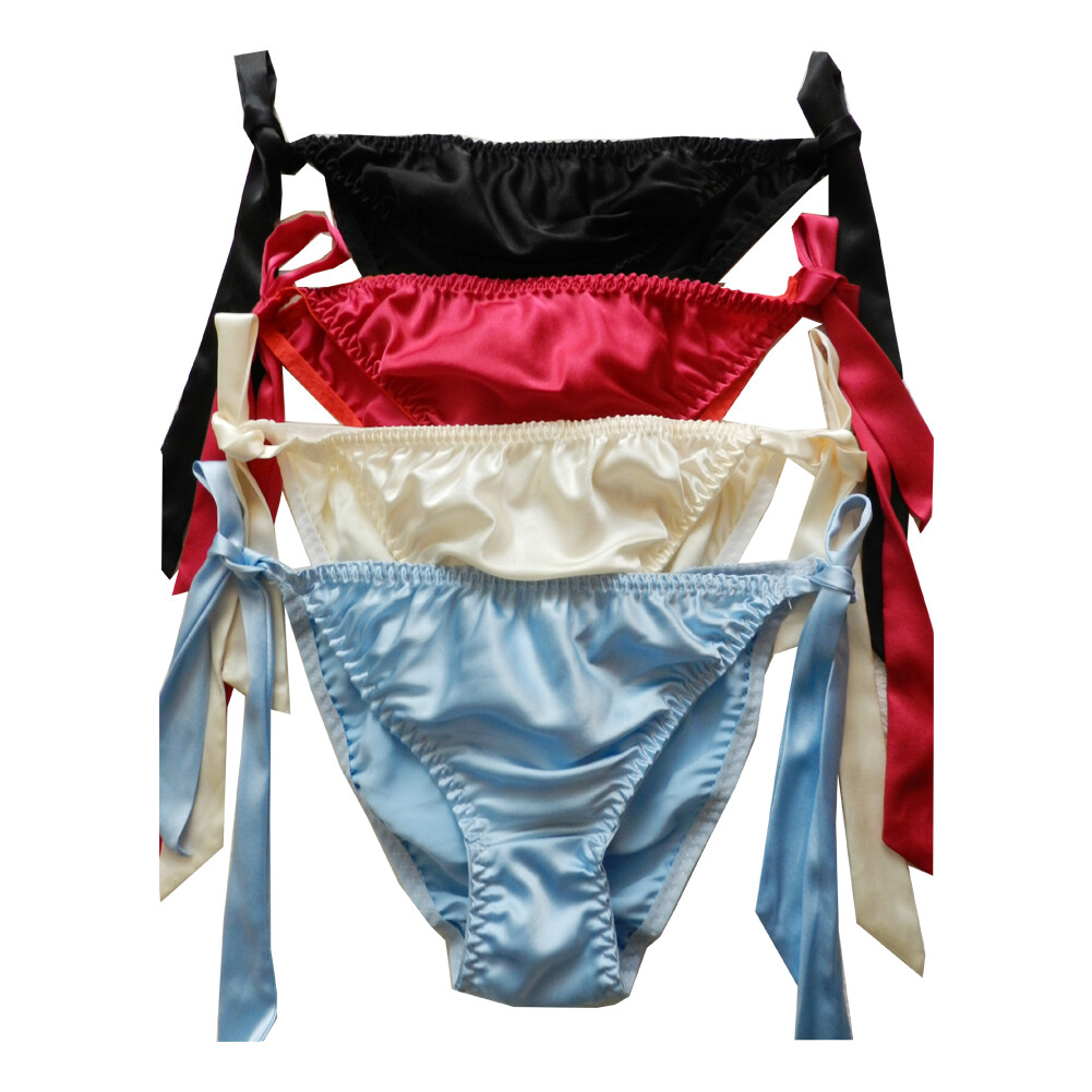 4 Pairs Women’s Silk String Panties Bikini (adjustable) 100% Mulberry Silk Pants