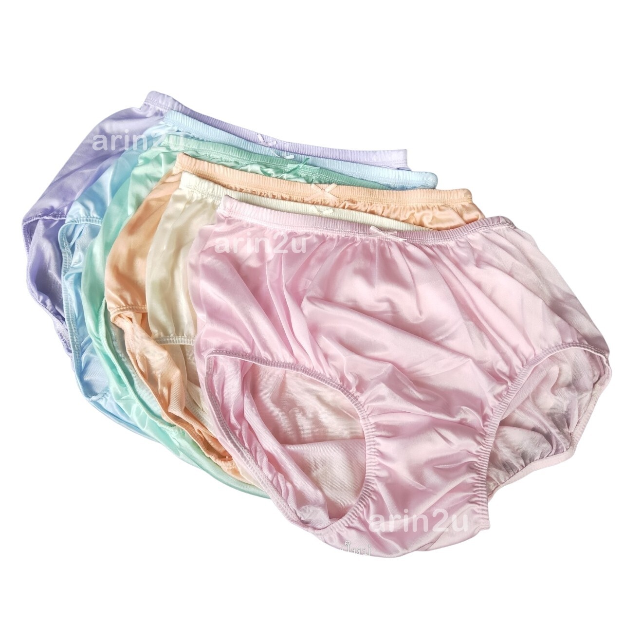x6 Plus Size 2XL Silky Nylon Underwear Sheer Transparent Panties Briefs Lightwei