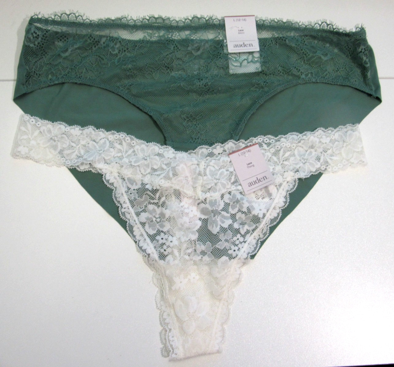 Auden Women’s Thong and Bikini Variety 2 Pack Panties Size Large (12-14)