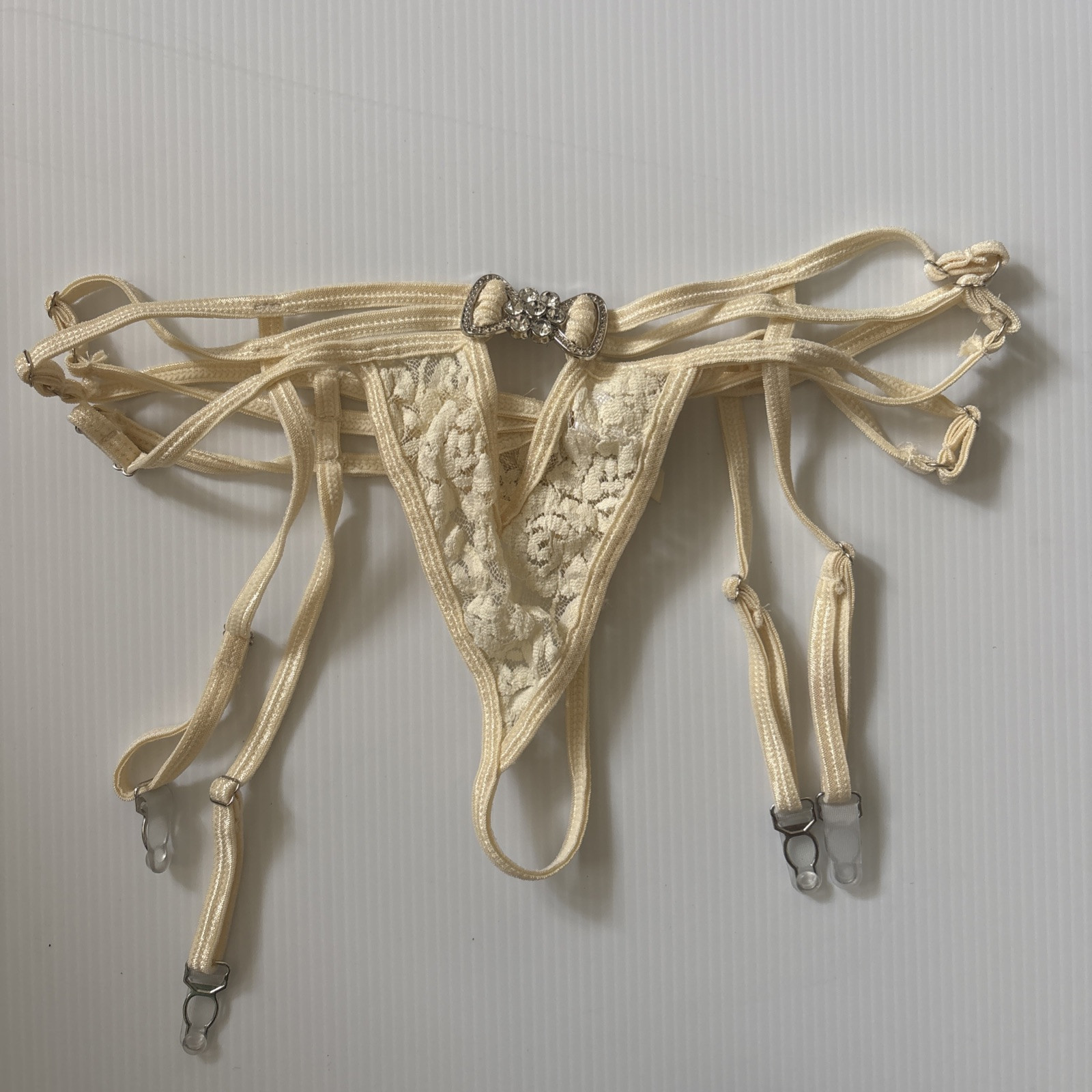 G World Intimates Thong G String Adjustable Cream Colored