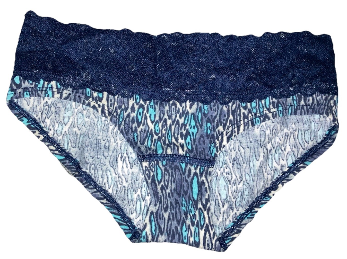 NWOT Victoria’s Secret Panties Hiphugger Lace Waist Low Rise Blue Animal Print