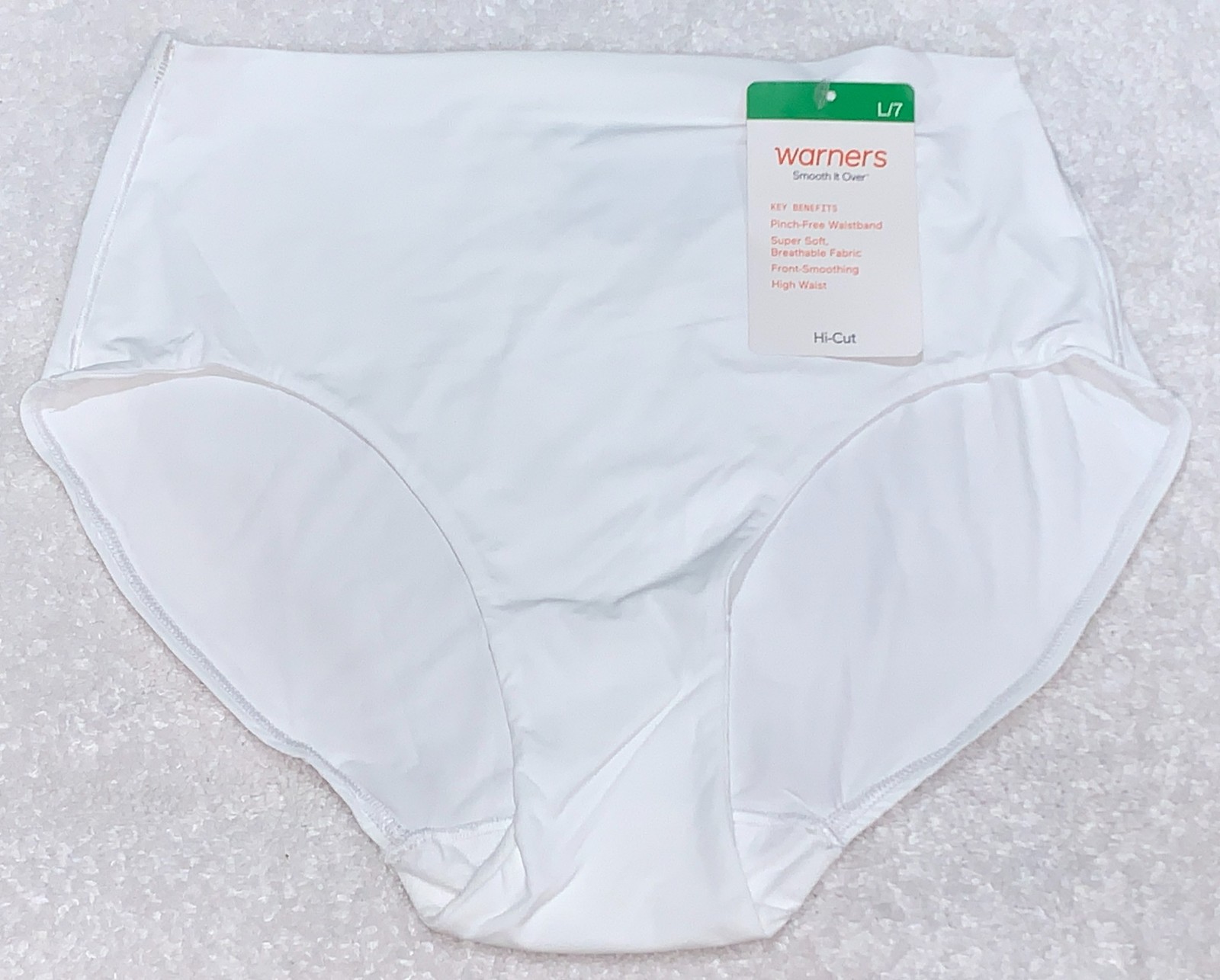 WARNERS Smooth It Over White Modern Hi Cut Panty Womens S 5 M 6 L 7 XL 8 2XL 9