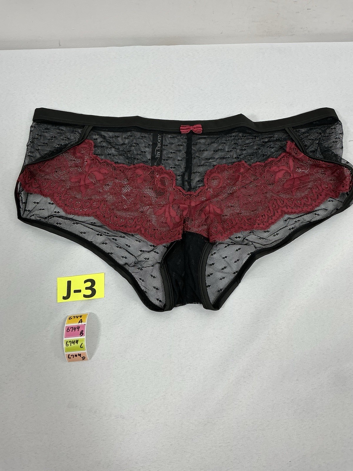 Womans NEW Adore Me Panties Black Red Lace 1x Sheer Valentines Day