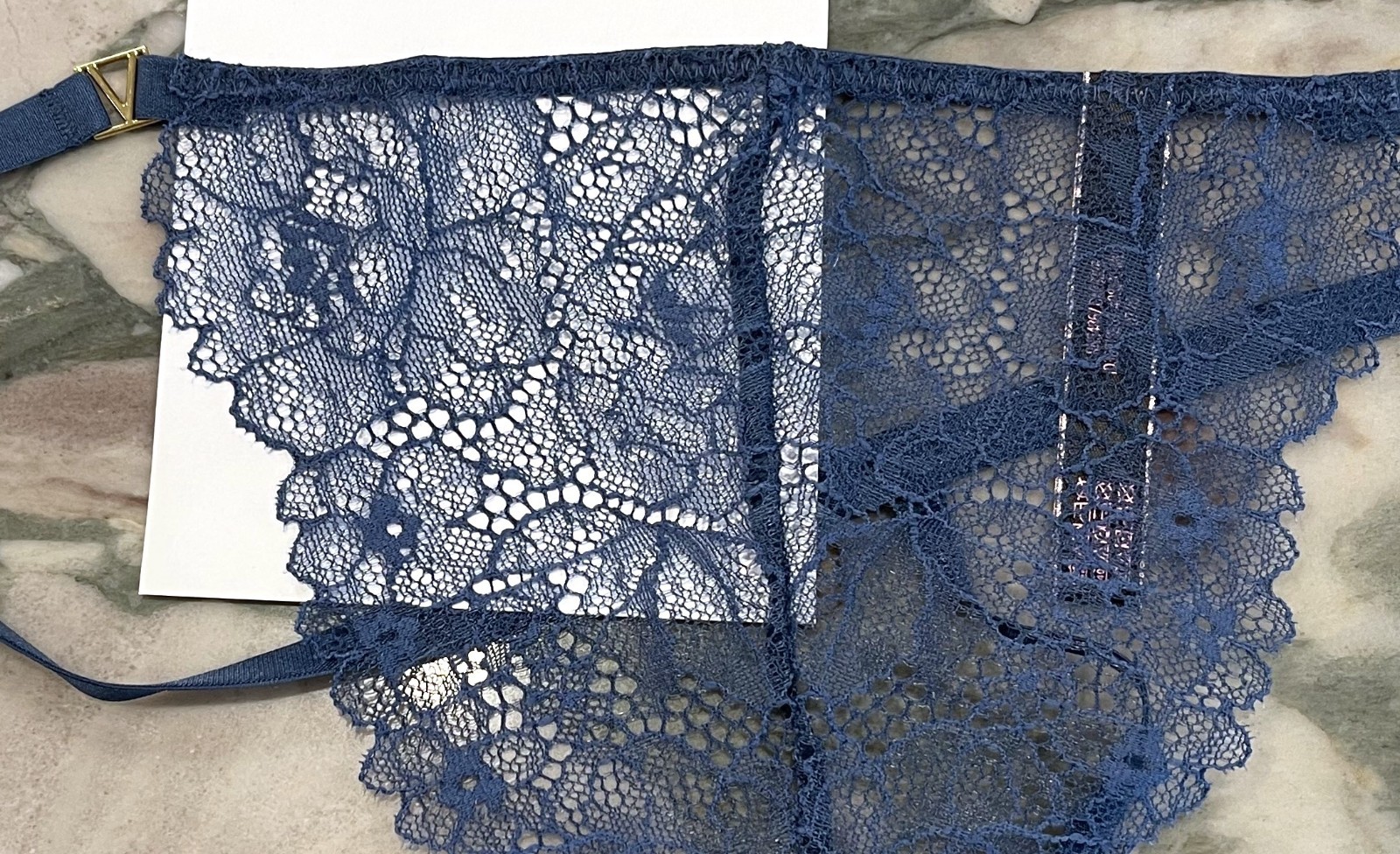 NEW Victoria Secret Very Sexy Lace V-string Panty – Midnight Sea Blue – XL