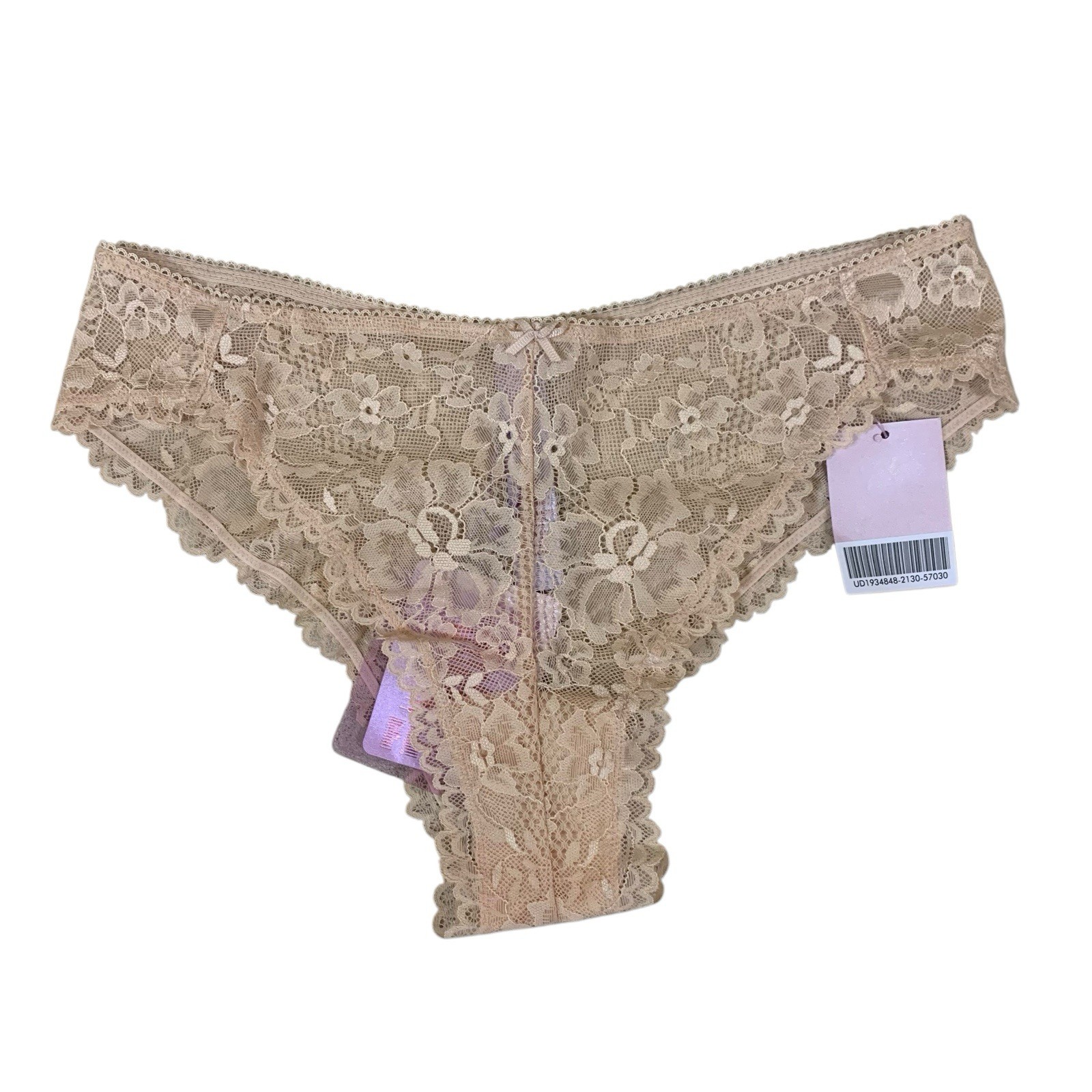 Savage X Fenty Tan Floral Lace Cheeky Panty Medium Romantic Sheer Stretchy