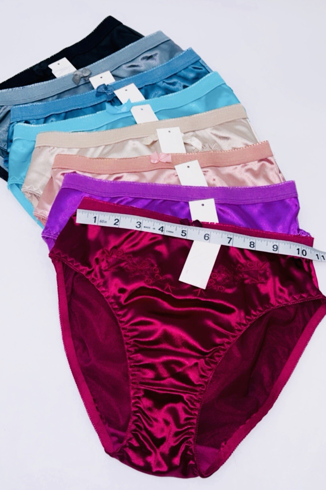 6 Packs Lot Sexy Women Satin Panties High Leg Ladies Underwear 322 Lingeries 3XL
