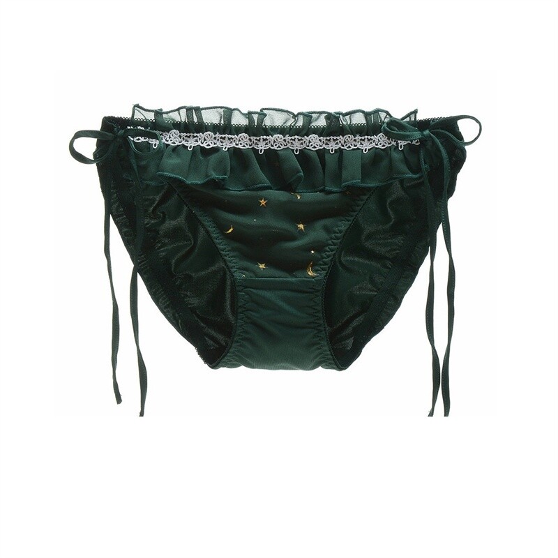 Women Lace Triangle Briefs Tie Side Sparkly Star Panties Panty Plus Size