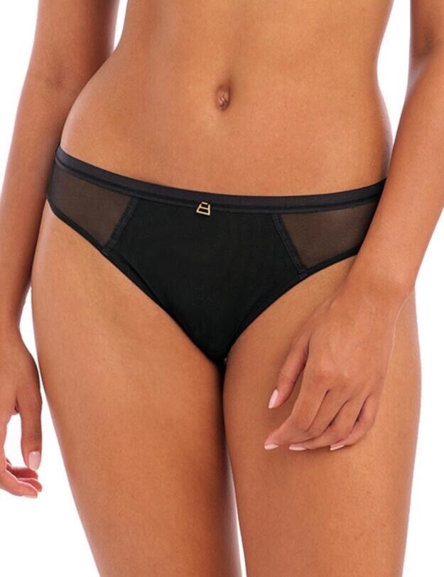 Freya Snapshot Brief Noir Black Size L 14 16 Classic MId Rise Semi Sheer 400950