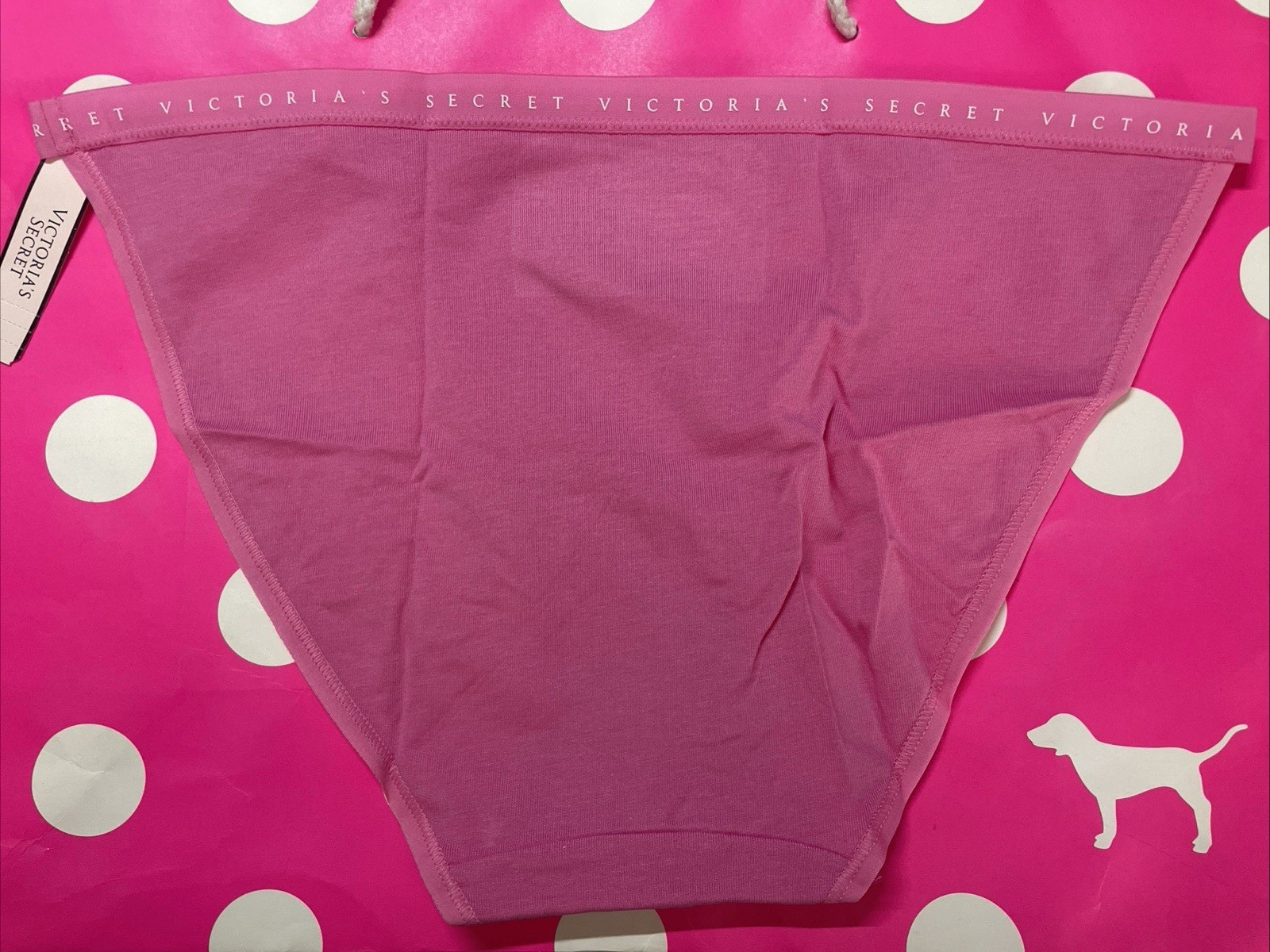 NEW 2021 Victoria’s Secret Signature Cotton String Bikini Panties L Solid Pink