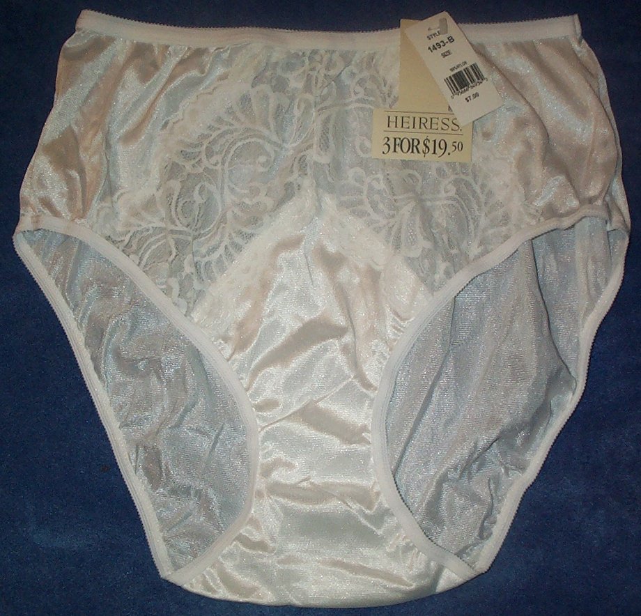3 Pair White Pantie 100% Nylon Size 12 Look Sexy Lace Front Made in USA Panties