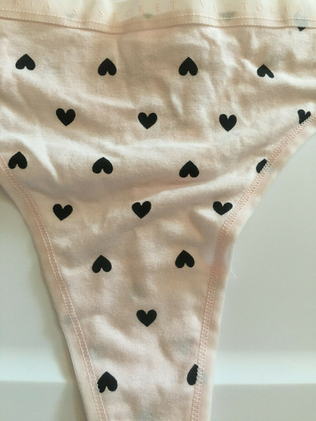 Victorias Secret Thong Panties White/Black – Pink/Red Heart XS-XL Cotton Modal