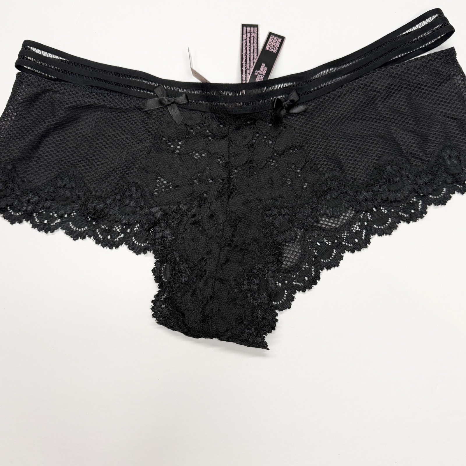 2016 Victorias Secret Very Sexy Cheeky Black Fishnet and Lace Panties Size Med