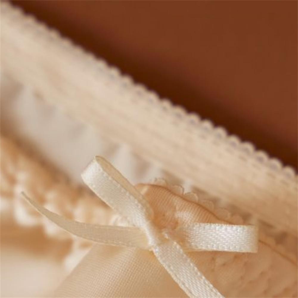 4pcs Women Luxury Ice Silk Smooth Glossy Satin Underwear Sexy Lace Thongs