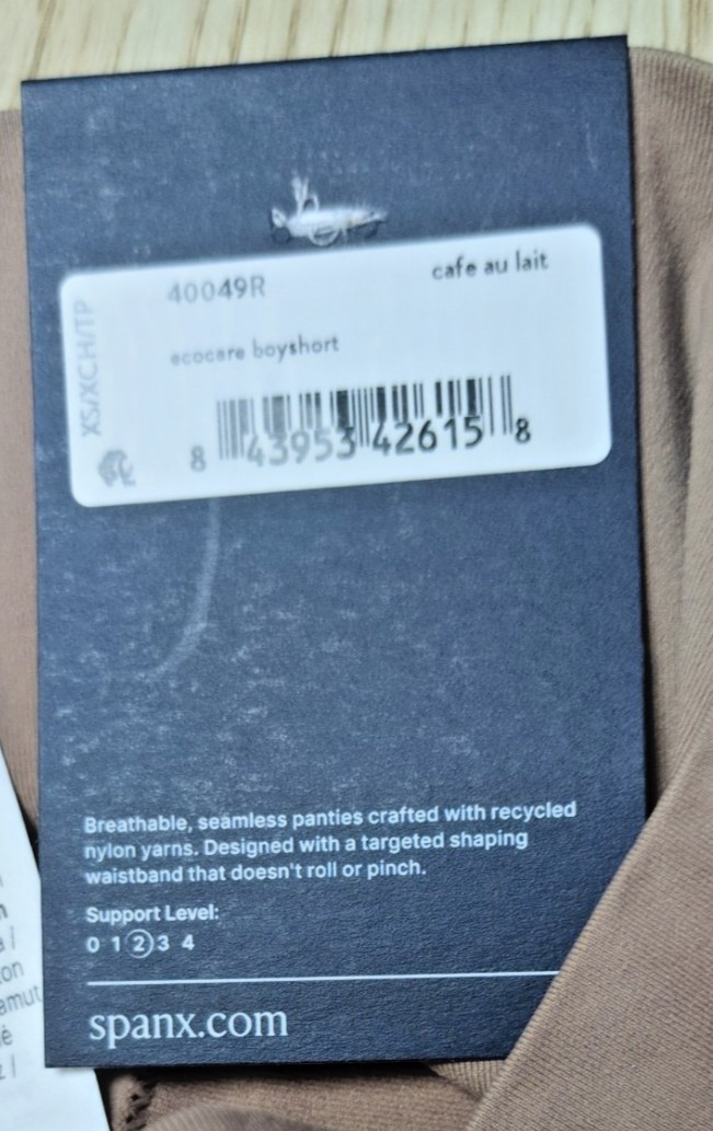 NWT SPANX 40049R EcoCare Seamless Power Sculpting Boyshort XS Cafe au Lait