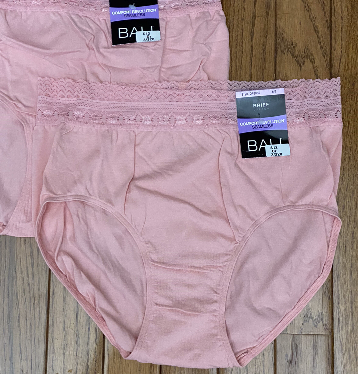 New BALI 3-PACK Women’s Comfort Revolution Lace Waist Brief Panties Sz 6 / 7