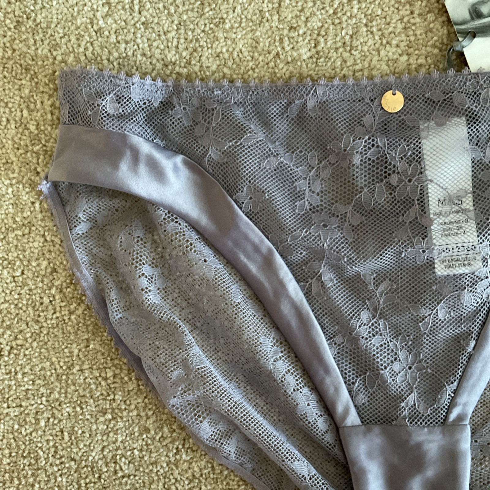M&S Size 8 Rosie Rosa High Leg Knickers Lace With Touches Of Satin Violet Storm