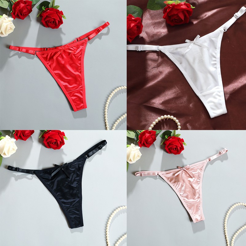 4pack Lot Ladies Women Sexy Panties Brief Satin Bikini Underwear Lingerie T back