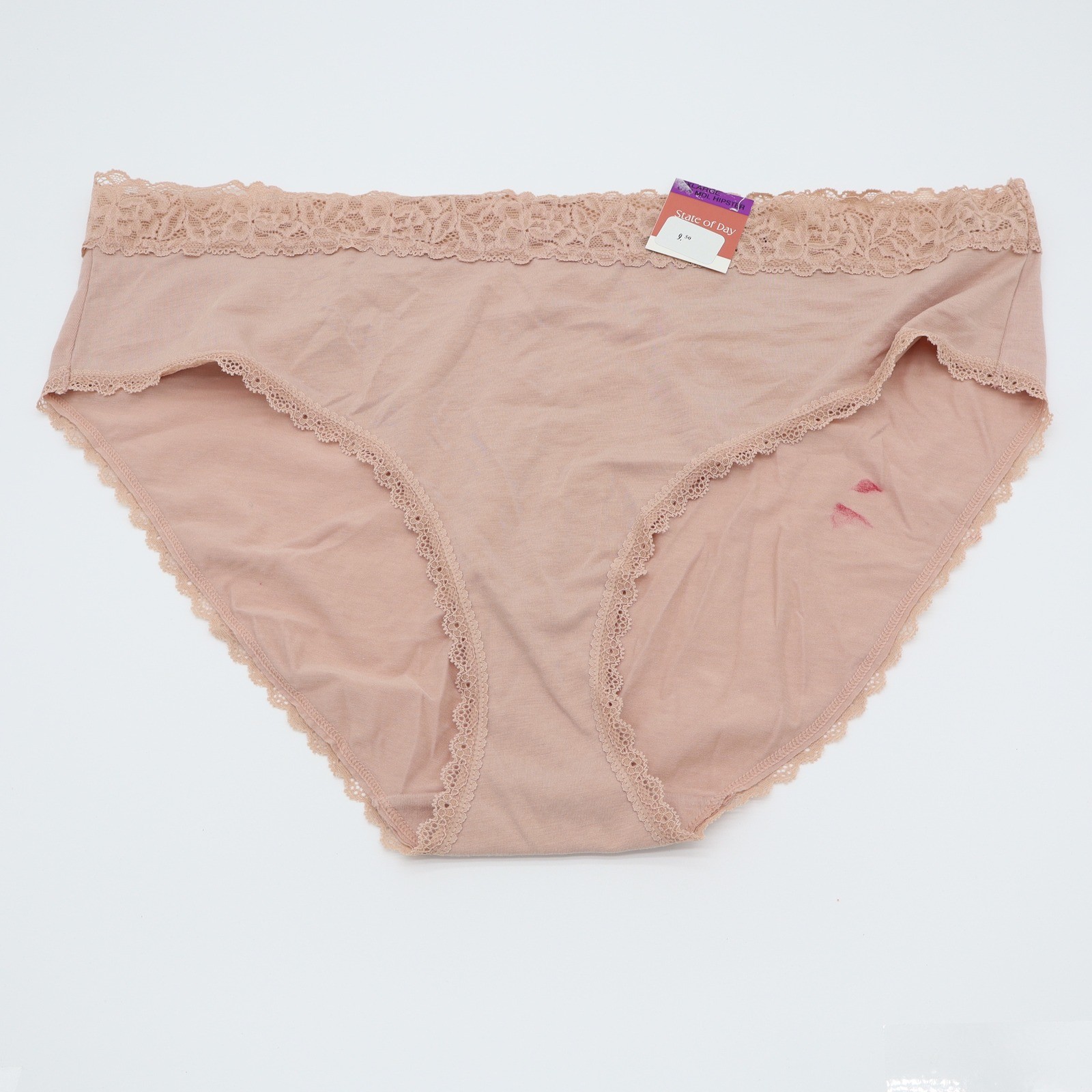 State of Day Intimates Lace Trim Hipster Panties XXL Dusty Rose 100181142