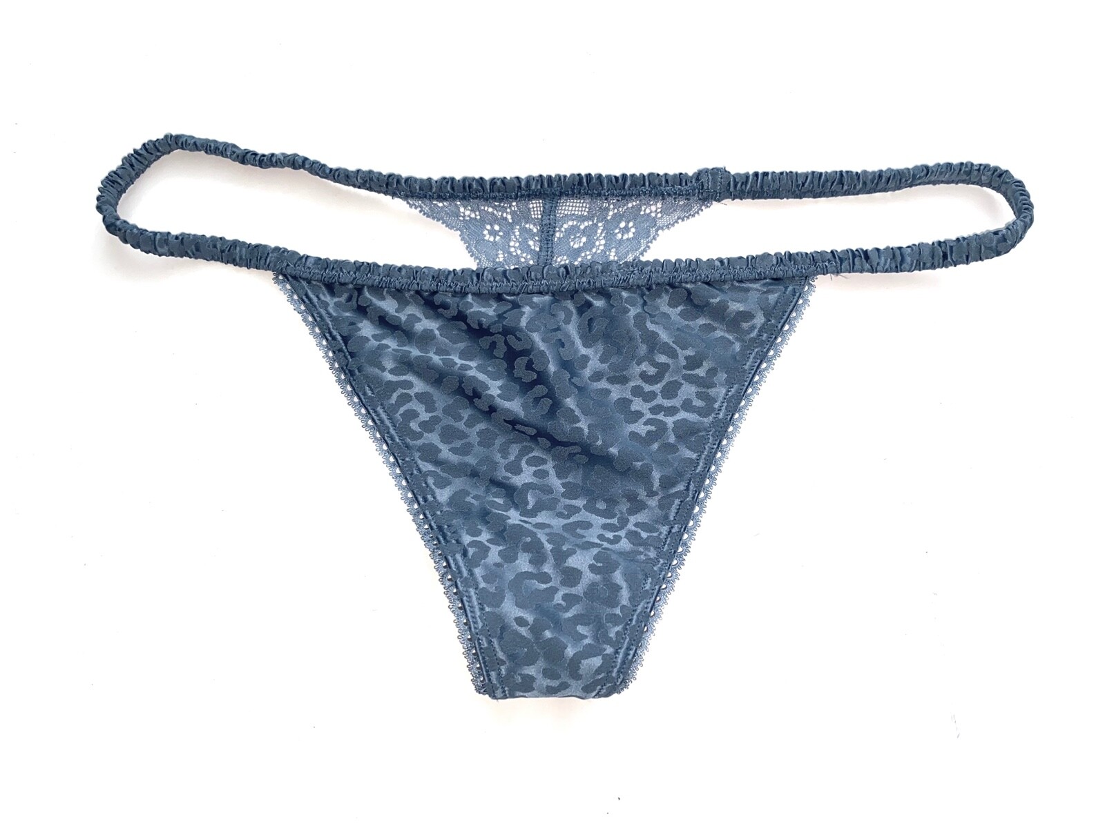 Victoria’s Secret V String Panty Blue Animal Print Satin Sexy XS S M XL