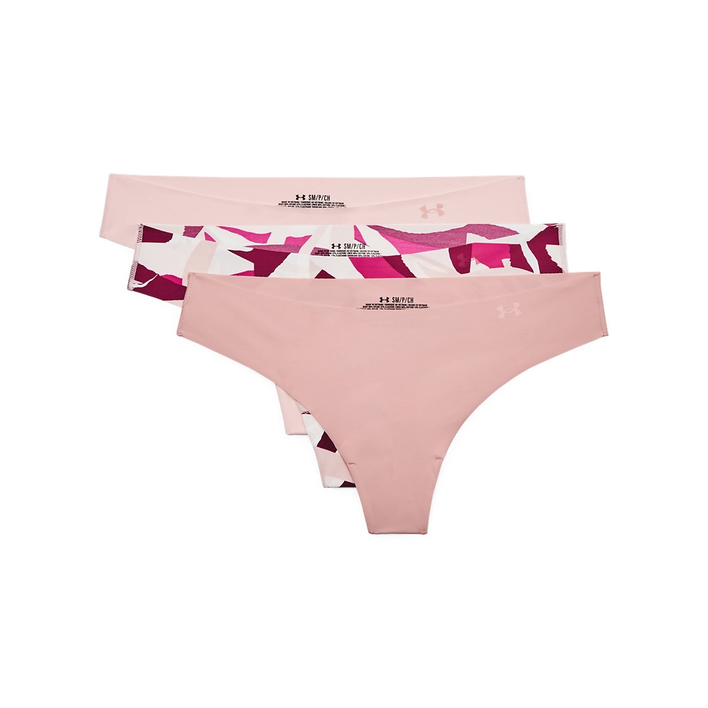 Under Armour 1325617 Women’s Pure Stretch Thongs (3-Pack), Retro Pink, X-Large