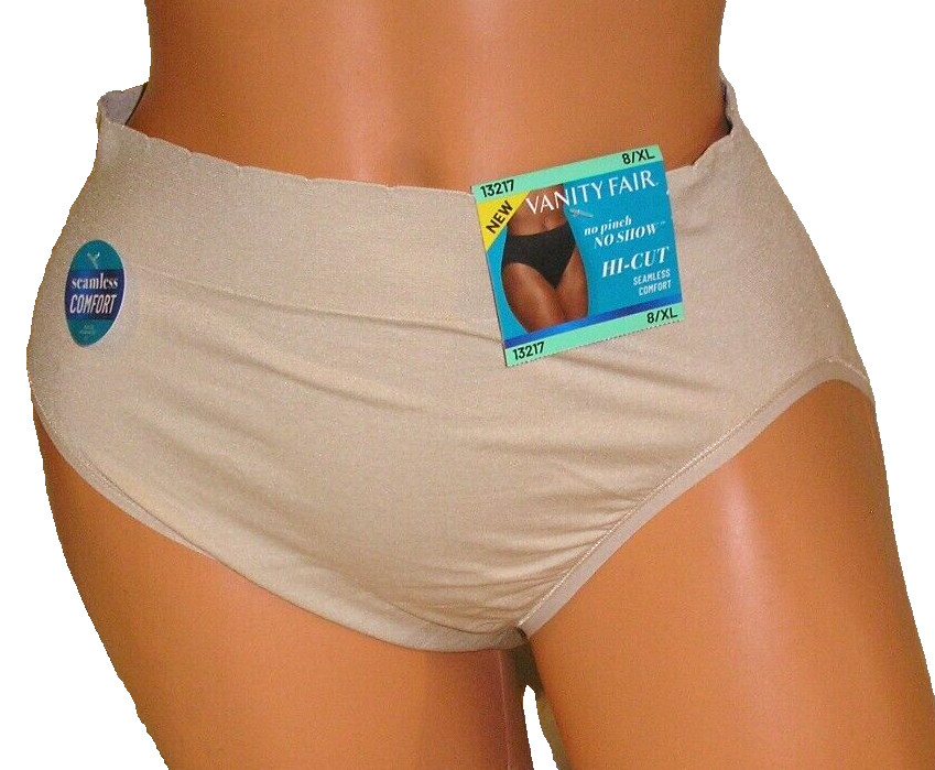 Panties Lingerie Vanity Fair No Pinch No Show Seamless Comfort Hi Cut Sz 8 XL