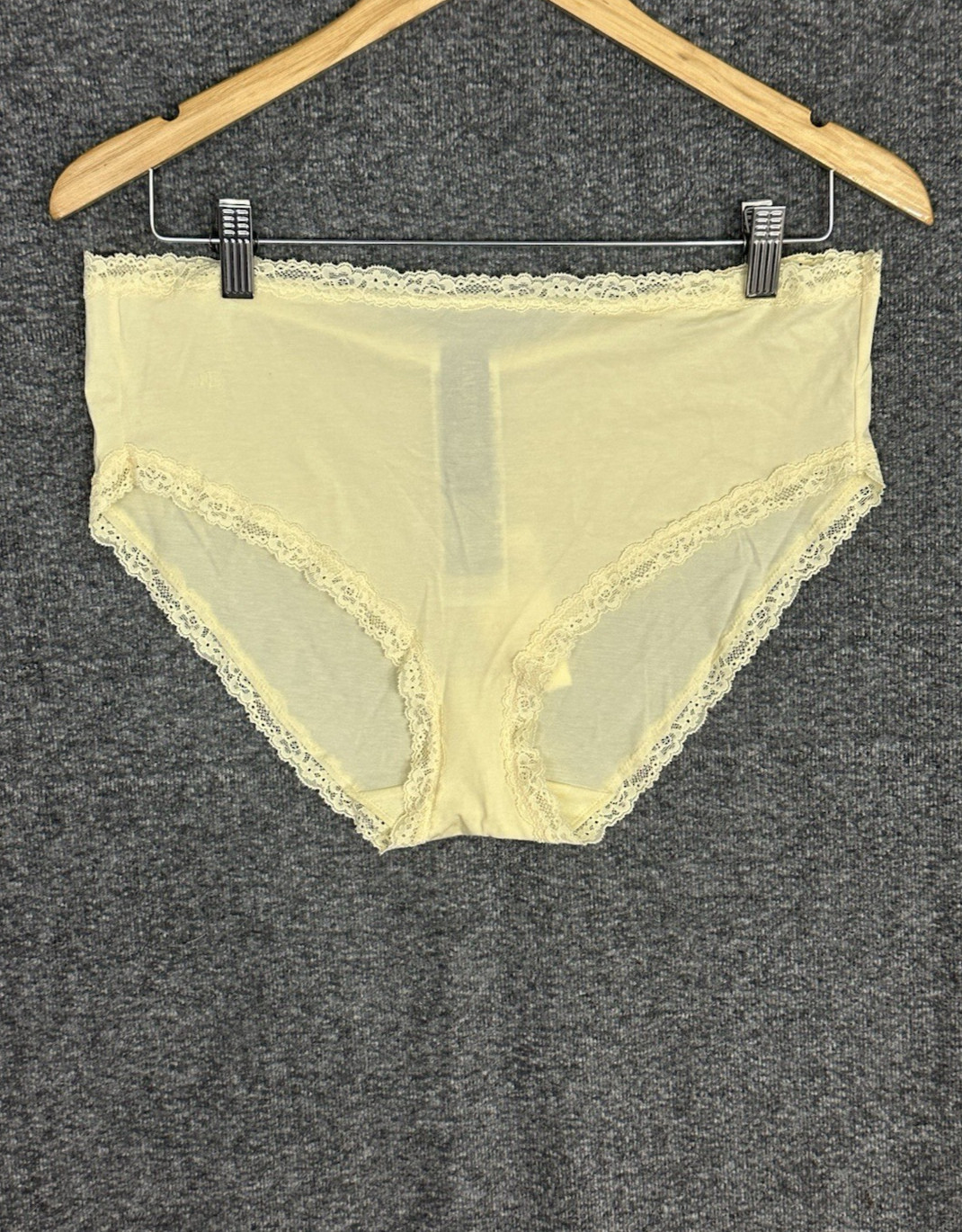 Lauren Ralph Lauren Hipster Panties XXL Lemon Chiffon Lace Trim Cotton Blend