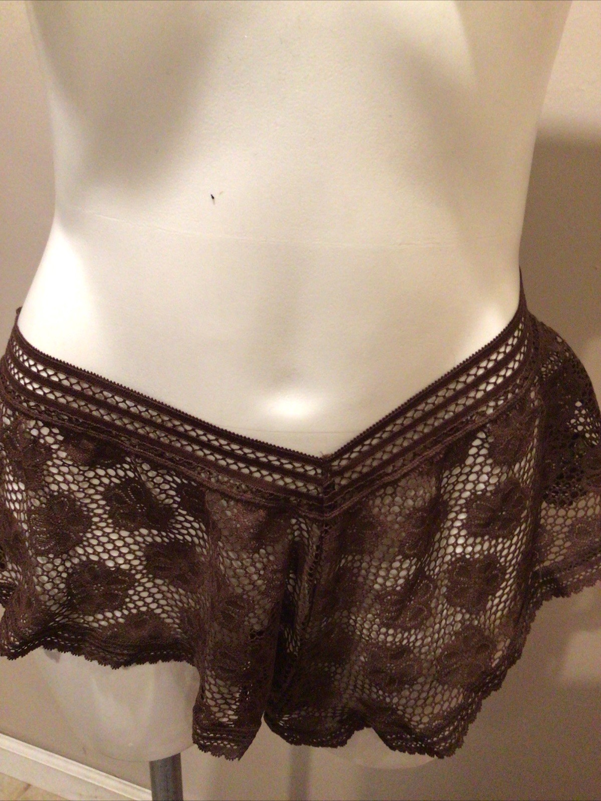 Aerie Brown Floral Lace Boy shorts Panty Size XL New With Tag