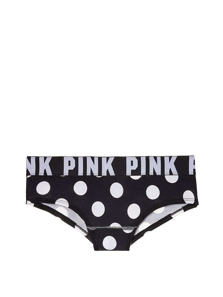 Victoria’s Secret PINK Logo Cheekster Panty Black White Polka Dot