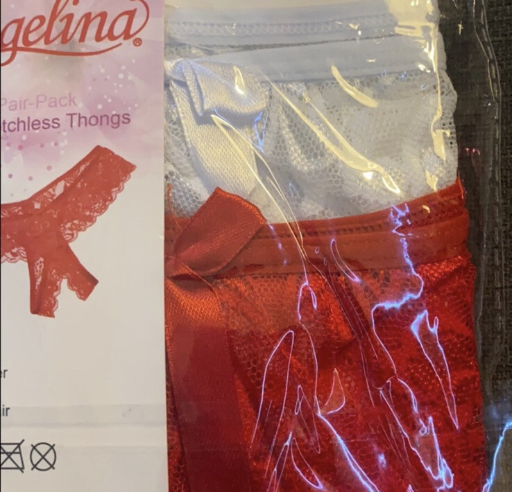 Angelina Lace Crotchless Thongs Size XL