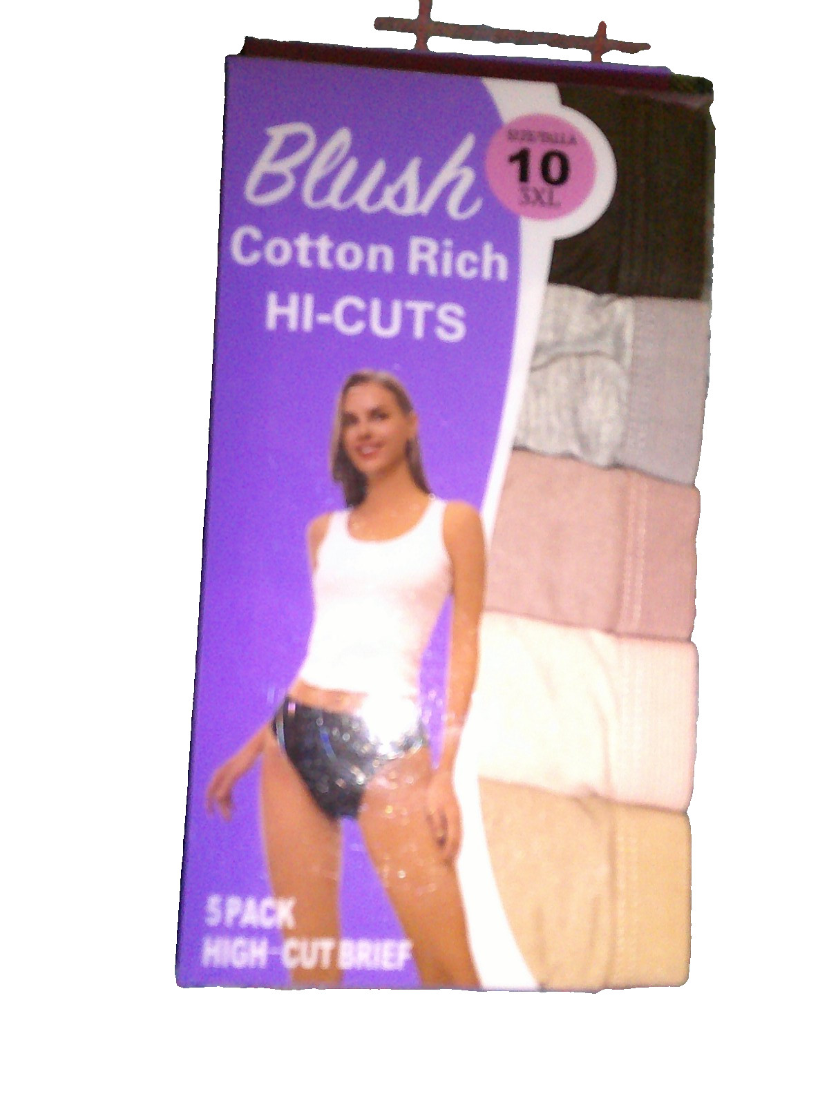 Blush 5 Pair Cotton Rich Multi Color HI-Cuts Size 10 / 3XL Panties Underwear