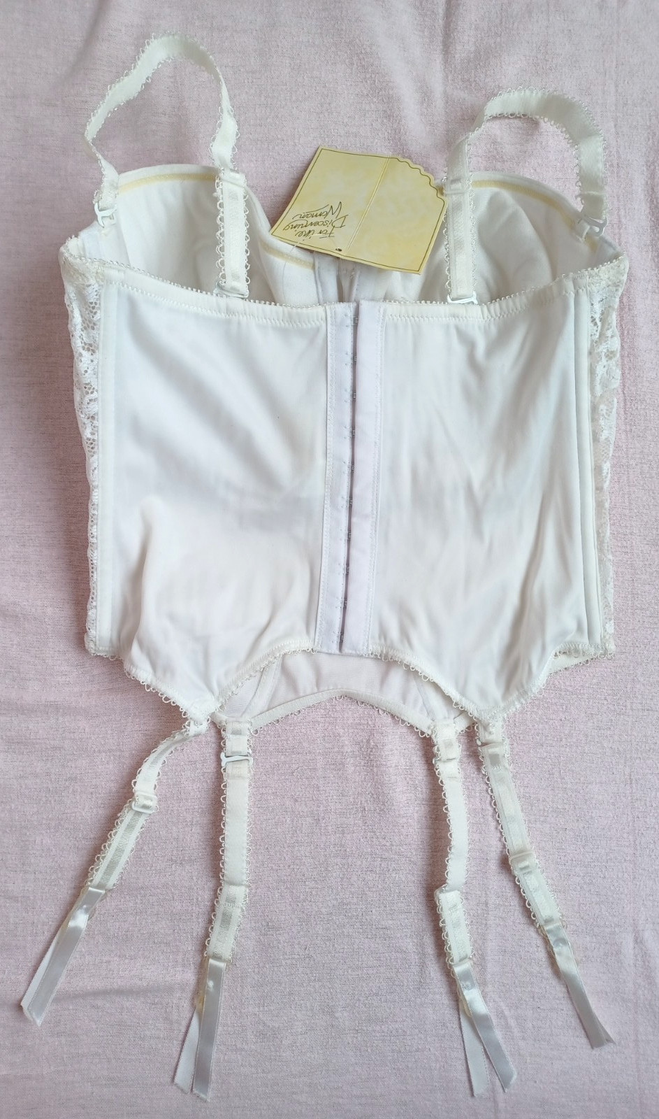 PANACHE Lingerie Beautiful Cream Smooth Satin Side Lace Suspender Basque Sze 32D