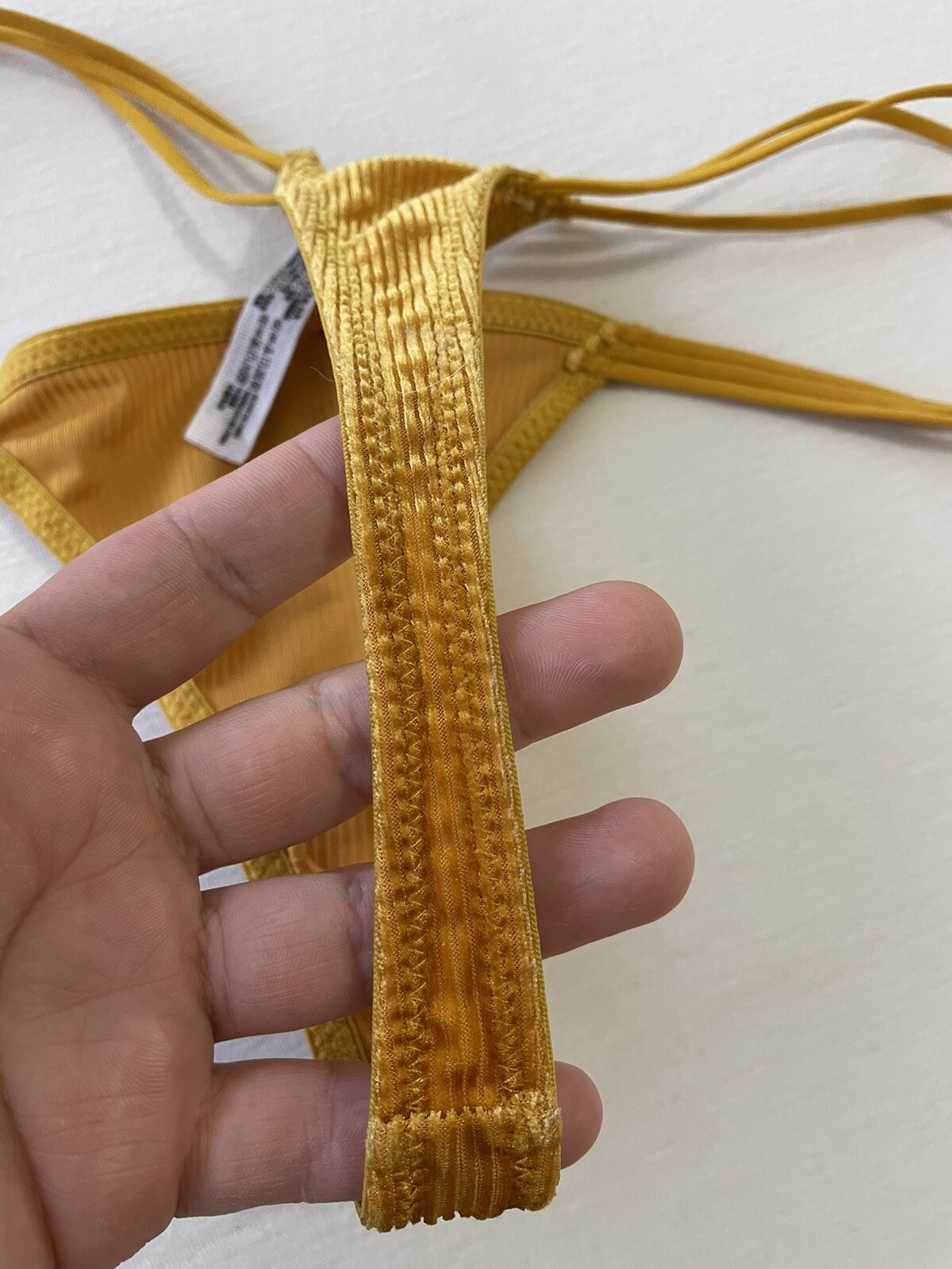 Anthropologie FREE PEOPLE Ribbed Golden Yellow THONG PANTY Large