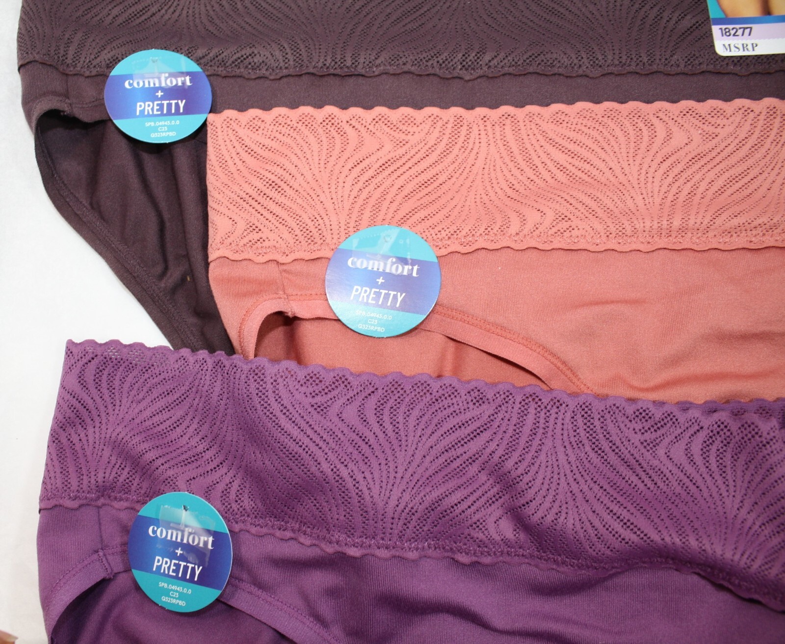 NWT set of 3 VANITY FAIR Effortless HIPSTER 18277 RAISIN CLAY PURPLE 6/M