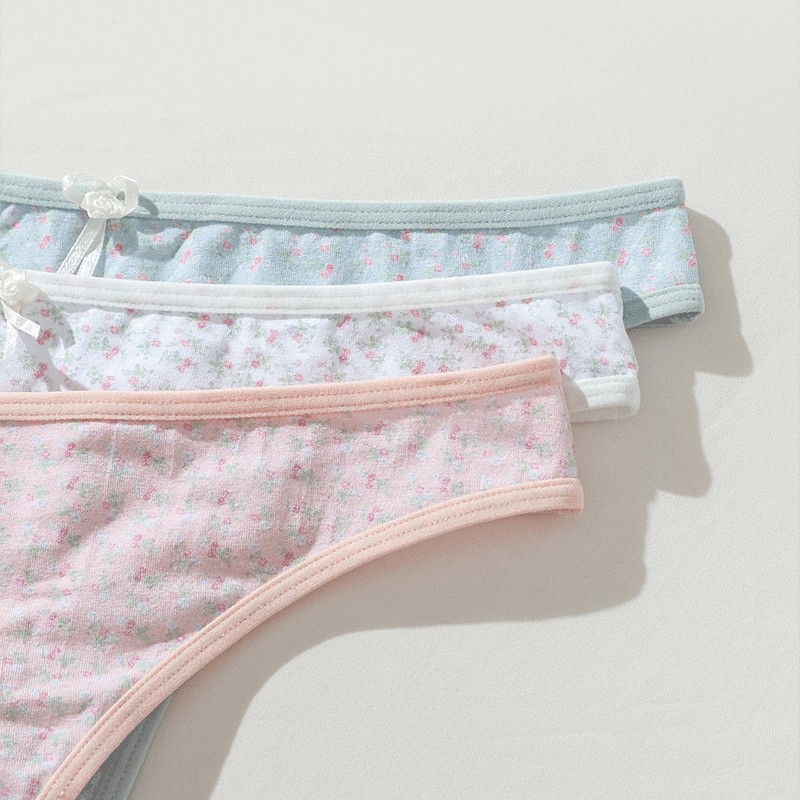 3 Pack Lot Sexy Womens Thongs Panties Briefs Ladies Floral Underwear Lingeries