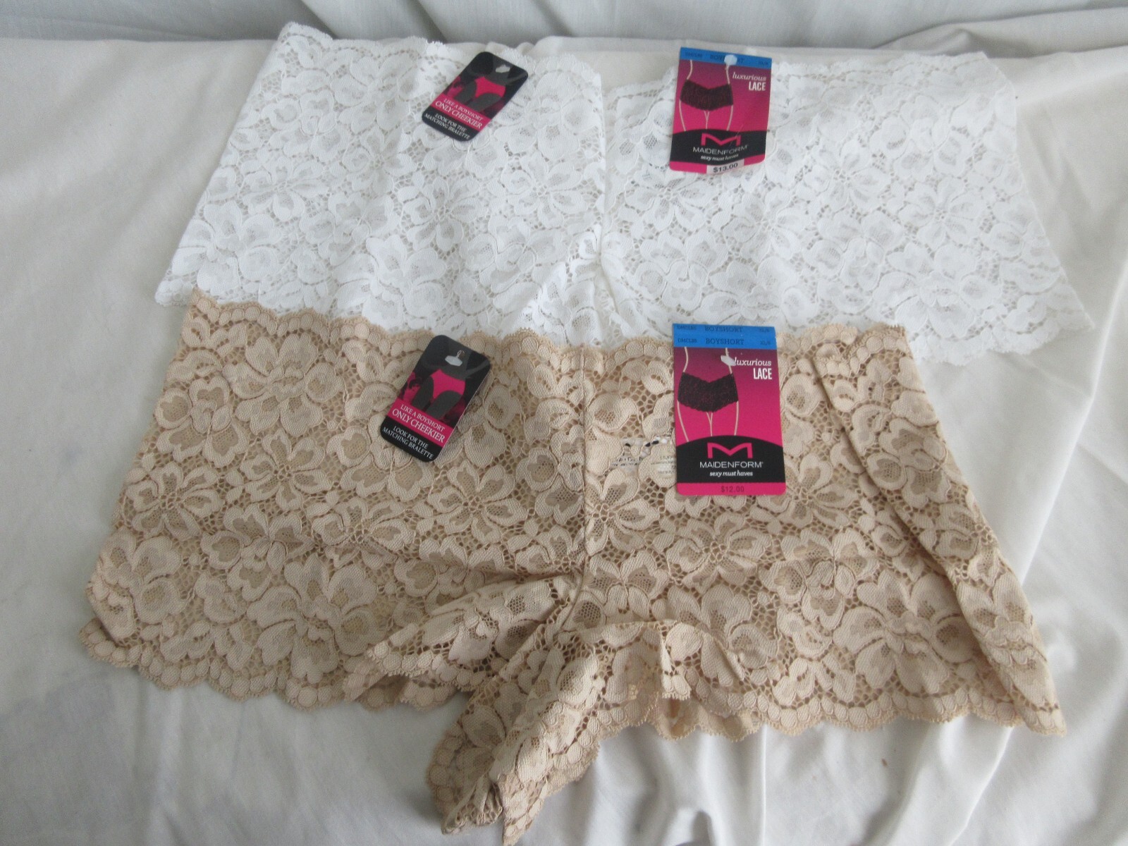 Maidenform Women’s Boy Shorts Fit Cheeky Lace Underwear 2 pr New