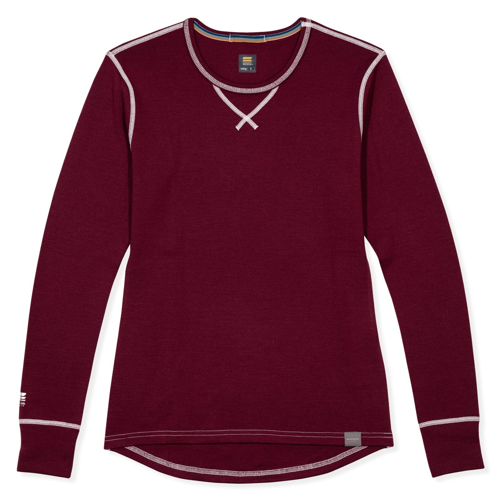 Womens Base Layer 100% Merino Wool Heavyweight 400g Thermal Shirt for Women Wine